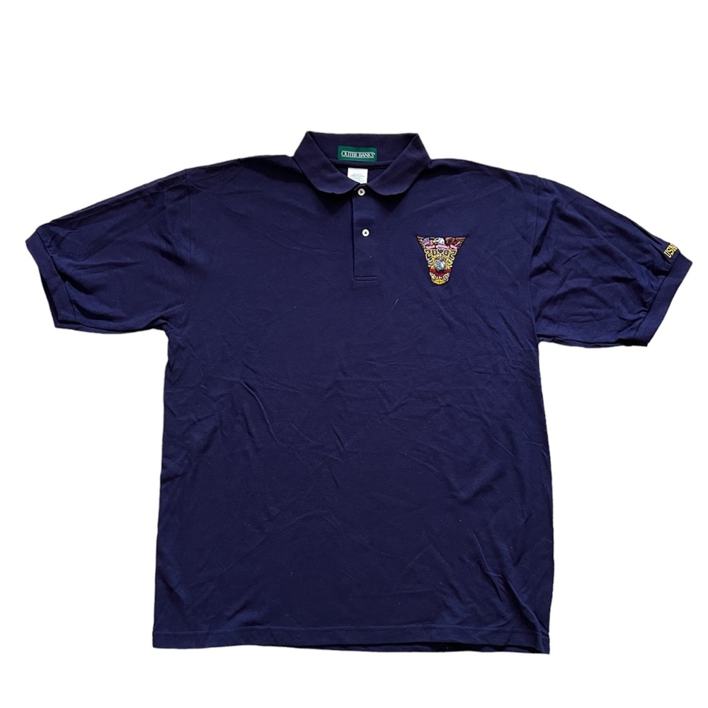 Mens Navy Blue 2002 Military Polo Button down